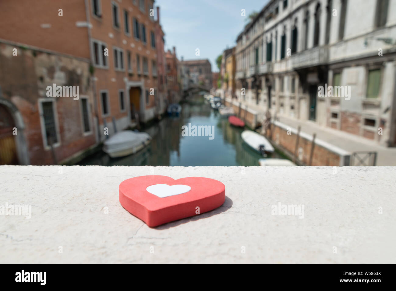 Heart Shape On Railing Of Bridge Over The Grand Canal At Venice Stock Photo