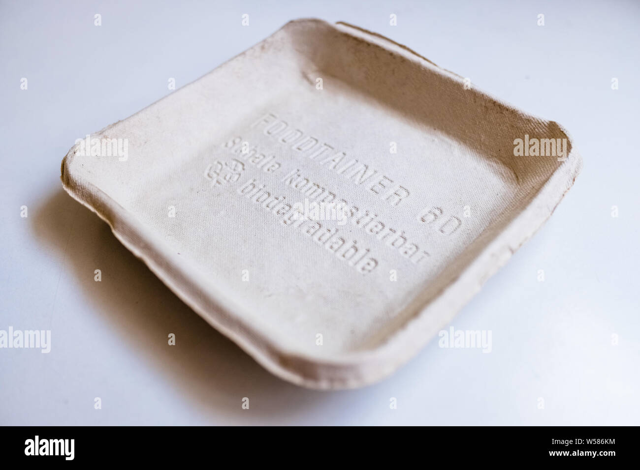 Valencia, Spain - July 25, 20189: Recycled cardboard food container, suitable for composting. Stock Photo