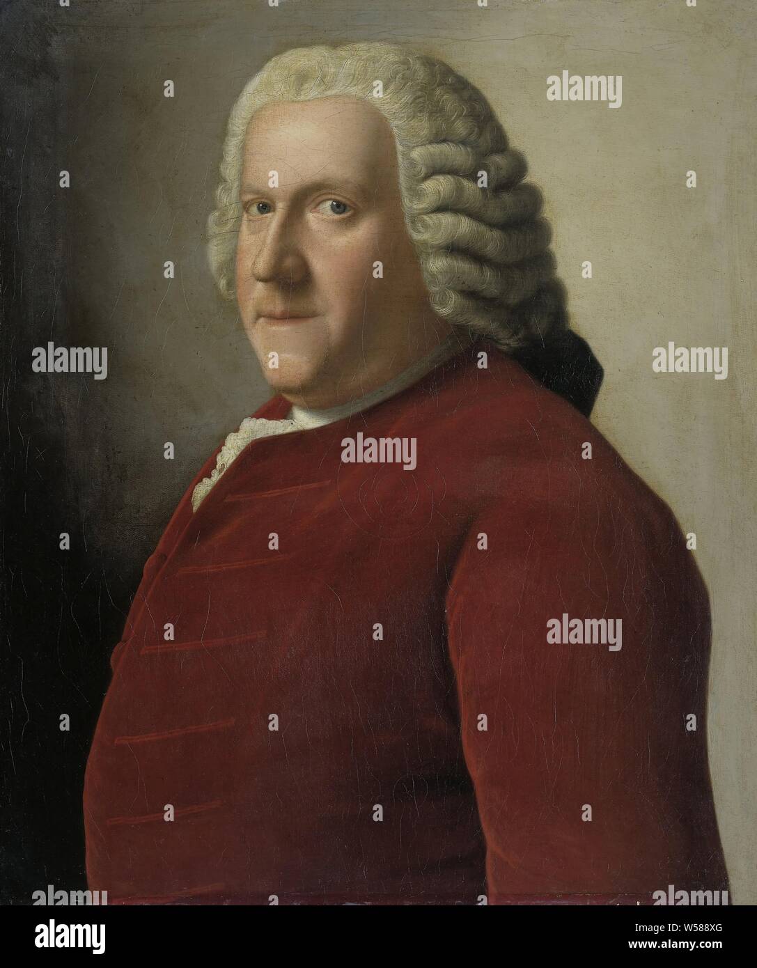 Portrait of Willem Bentinck van Rhoon (1704-1774), Portrait of Willem Bentinck, diplomat employed by Willem IV, regent Anna and Willem V. Standing, half-length, to the left, Willem Bentinck, Jean-Etienne Liotard (copy after), 1755 - 1756, canvas, oil paint (paint), h 59.1 cm × w 50 cm × t 3.1 cm d 6.2 cm Stock Photo