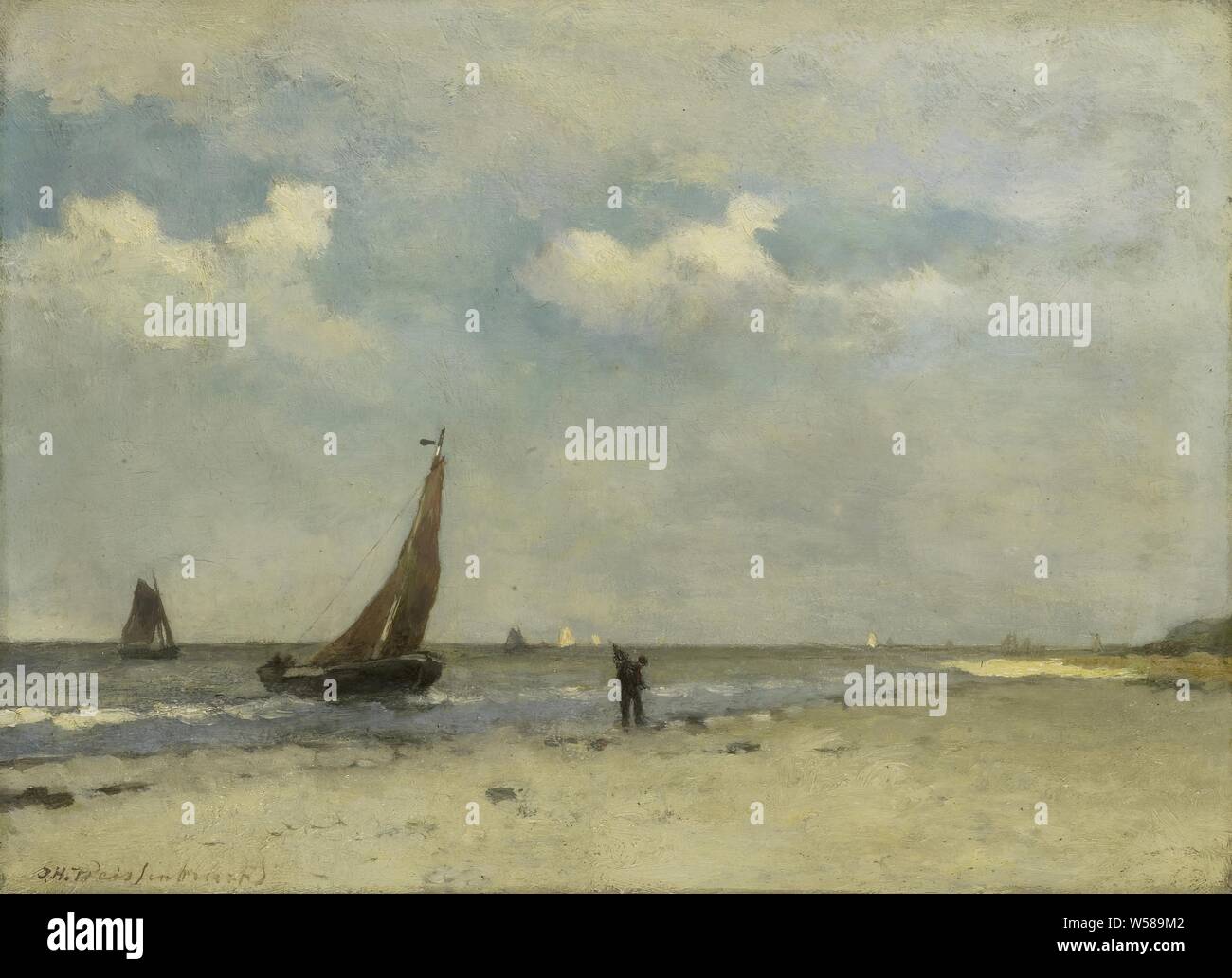 Small sailing boat on beach hi-res stock photography and images - Alamy