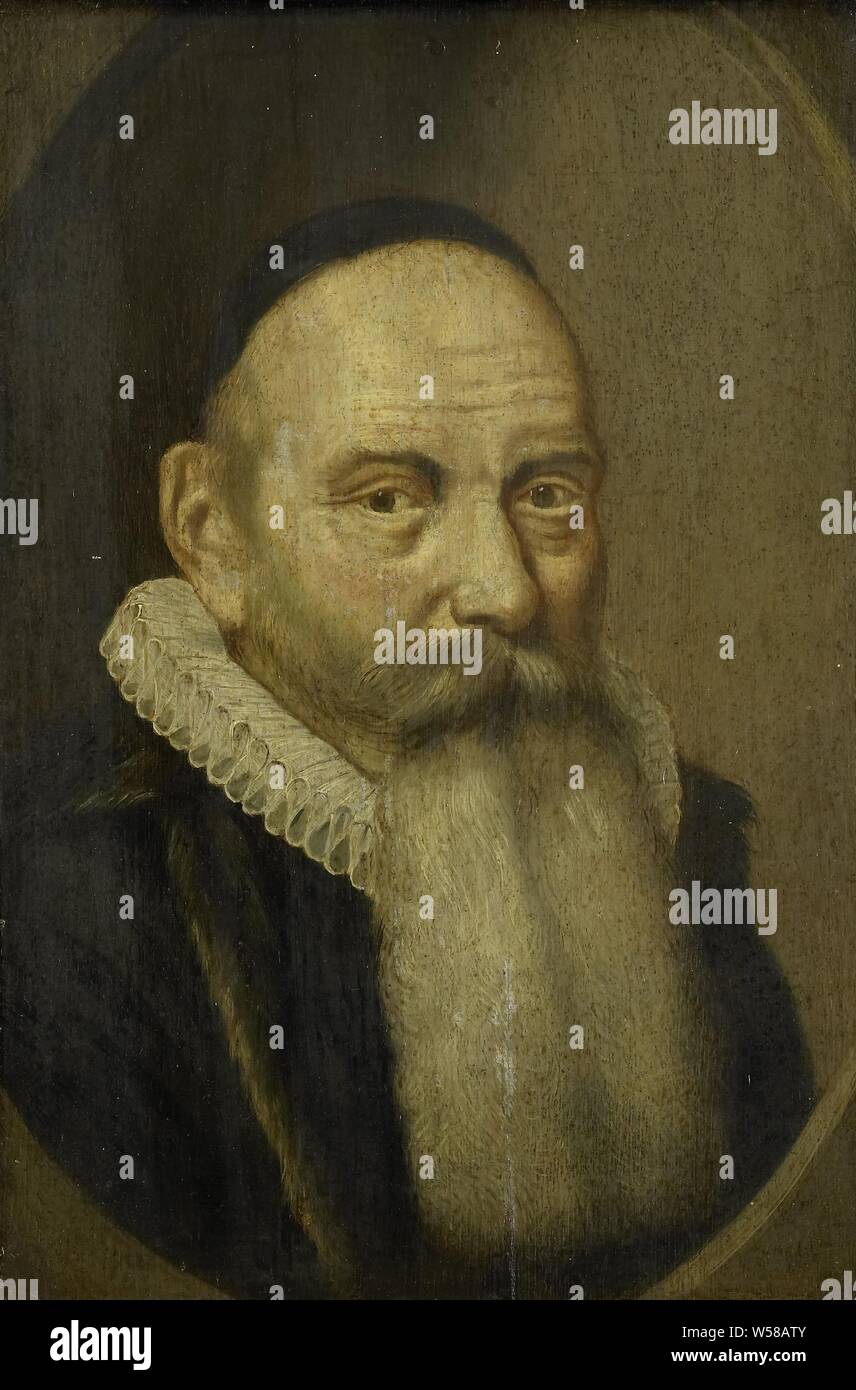 Portrait of Jacobus Rolandus (1562-1632), Portrait of Jacobus Rolandus, counter-remonstrants pastor in Amsterdam., Cornelis van der Voort (copy after), in or after 1632, panel, oil paint (paint), support: h 23 cm × w 15.5 cm d 5.3 cm Stock Photo