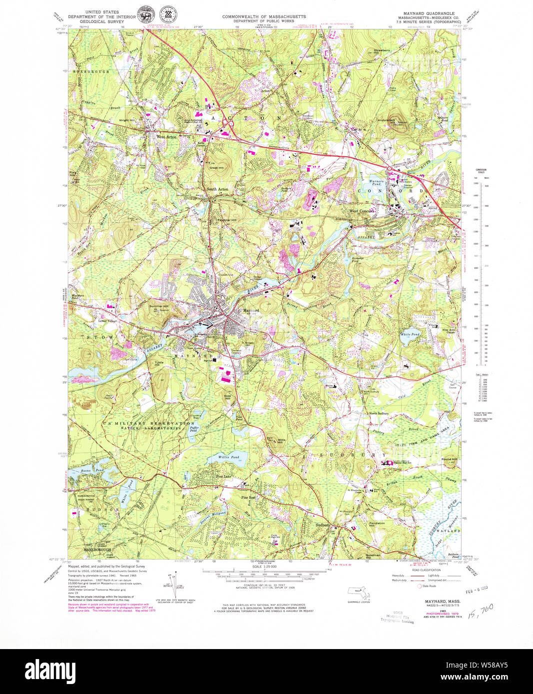 Massachusetts USGS Historical Topo Map MA Maynard 351095 1965 25000