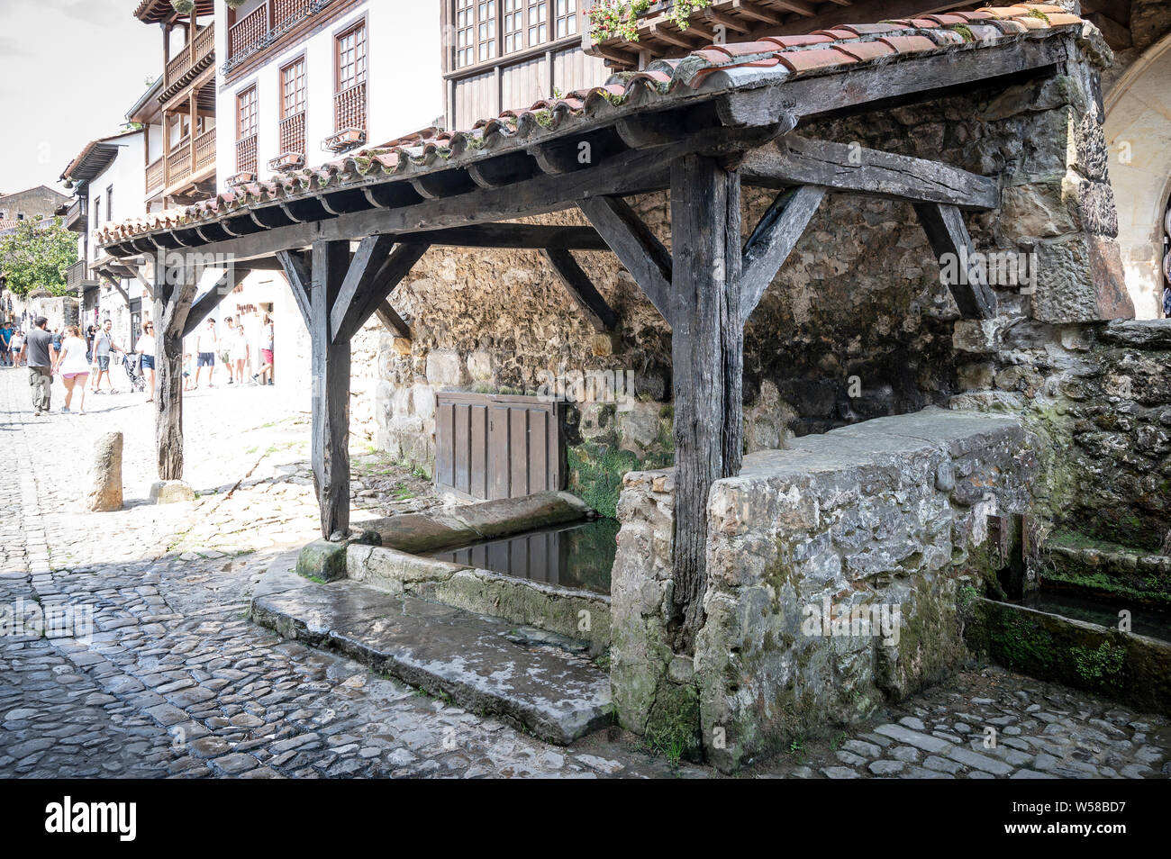 Old medieval laundry in Santillana del Mar Spain Stock Photo