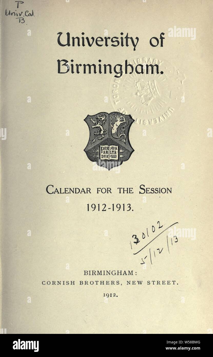 Calendar : Birmingham University of Stock Photo Alamy Calendar : Birmingham University of Stock Photo Alamy