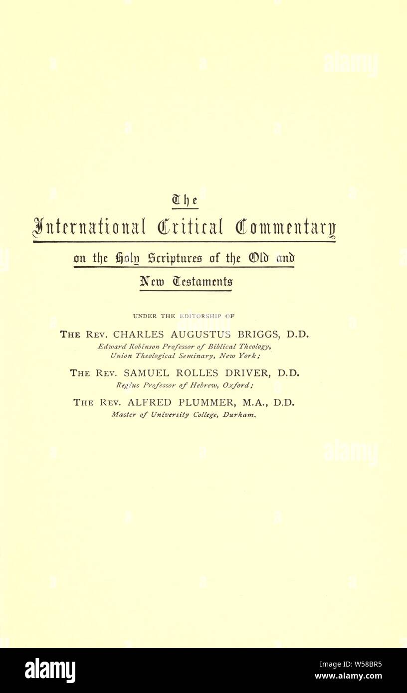 A critical and exegetical commentary on the epistles to the Ephesians and to the Colossians : Abbott, Thomas Kingsmill, 1829-1913 Stock Photo