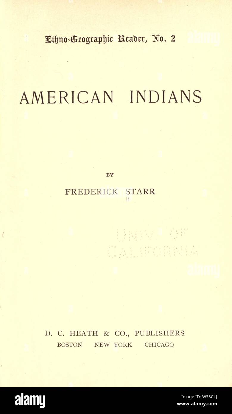 American Indians : Starr, Frederick, 1858-1933 Stock Photo - Alamy