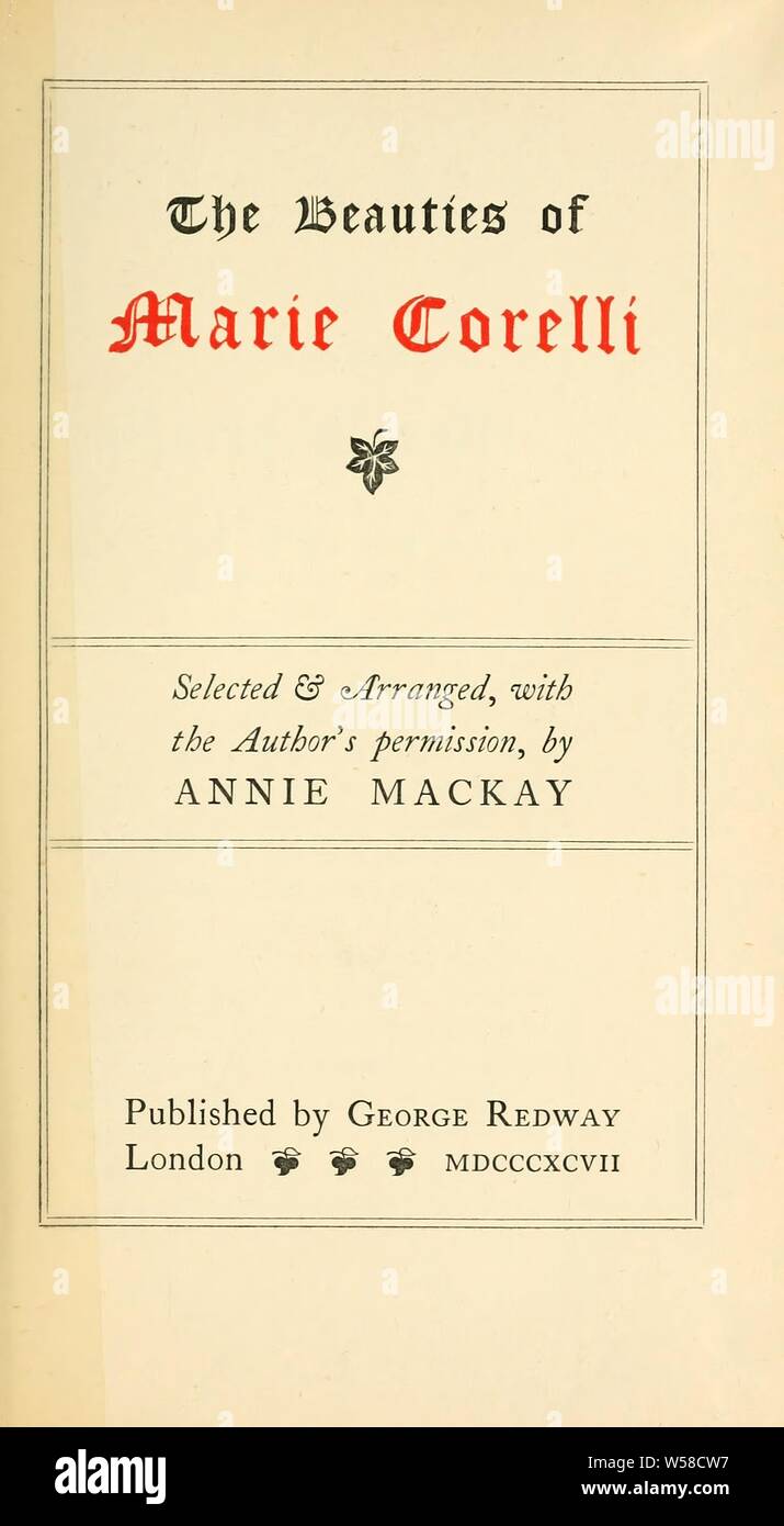 The beauties of Marie Corelli Corelli, Marie, 18551924 Stock Photo