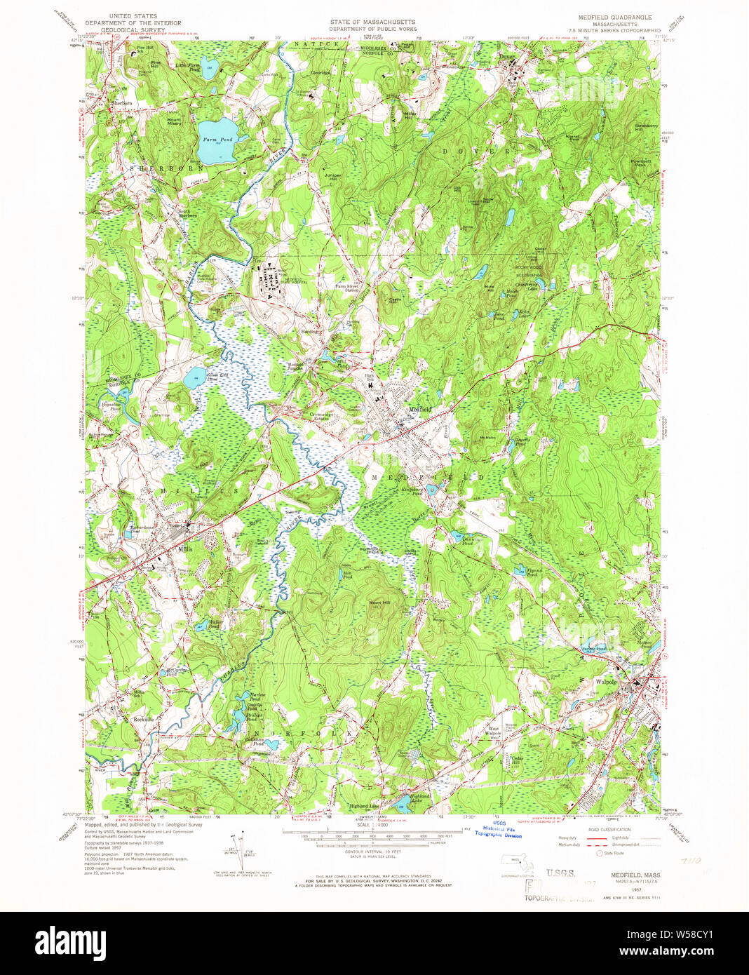 Massachusetts USGS Historical Topo Map MA Medfield 350287 1957 24000