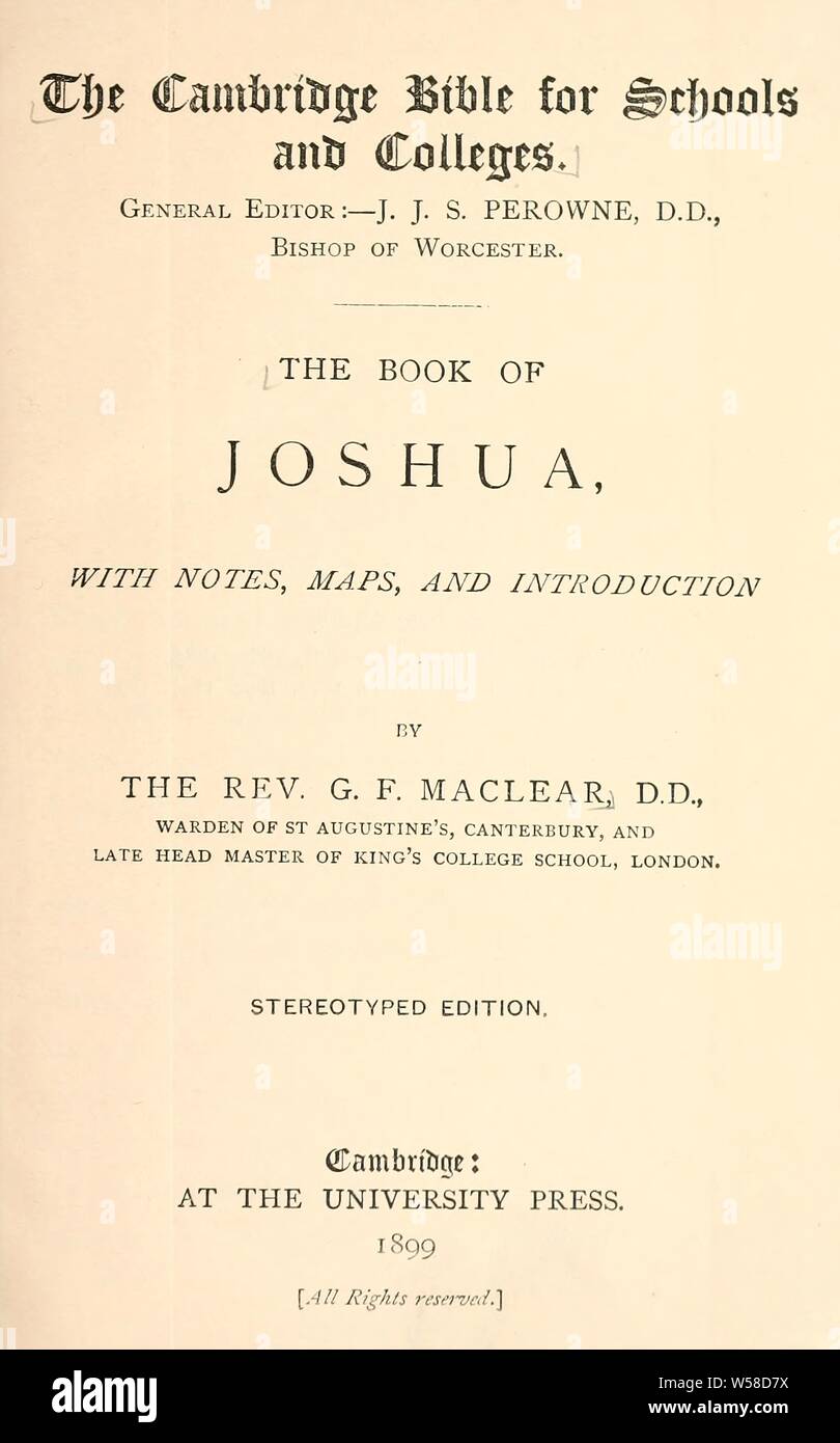 The book of Joshua : Maclear, G. F. (George Frederick), 1833-1902 Stock Photo