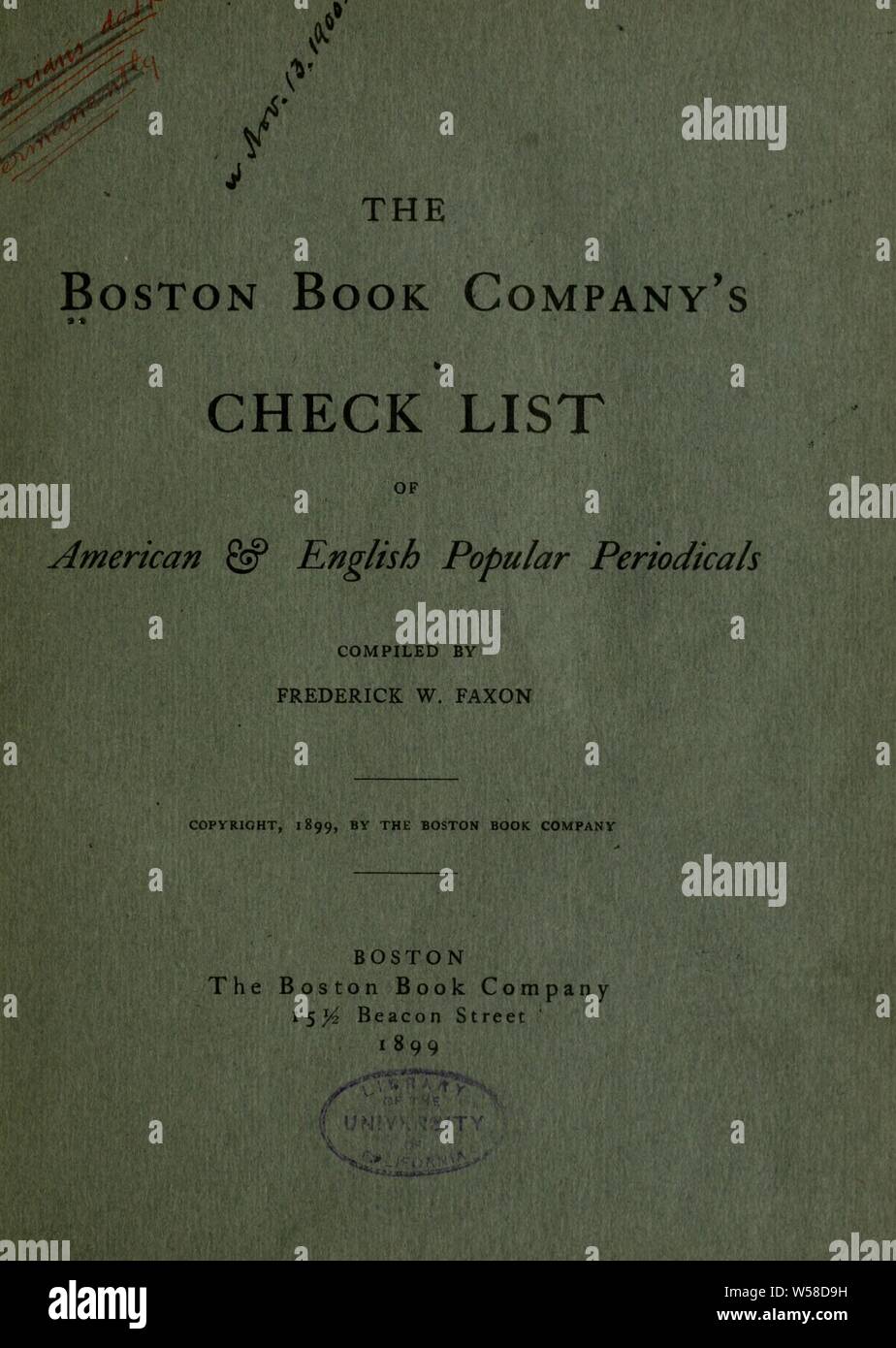 The Boston Book Company's check list of American & English popular