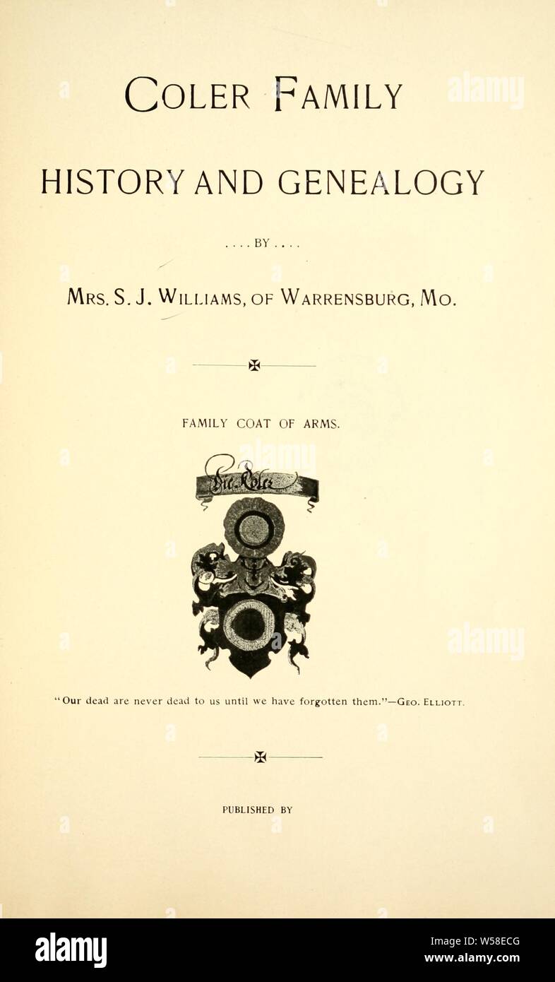 Coler family, history and genealogy : Williams, Sarah Johnson, 1845 Stock Photo