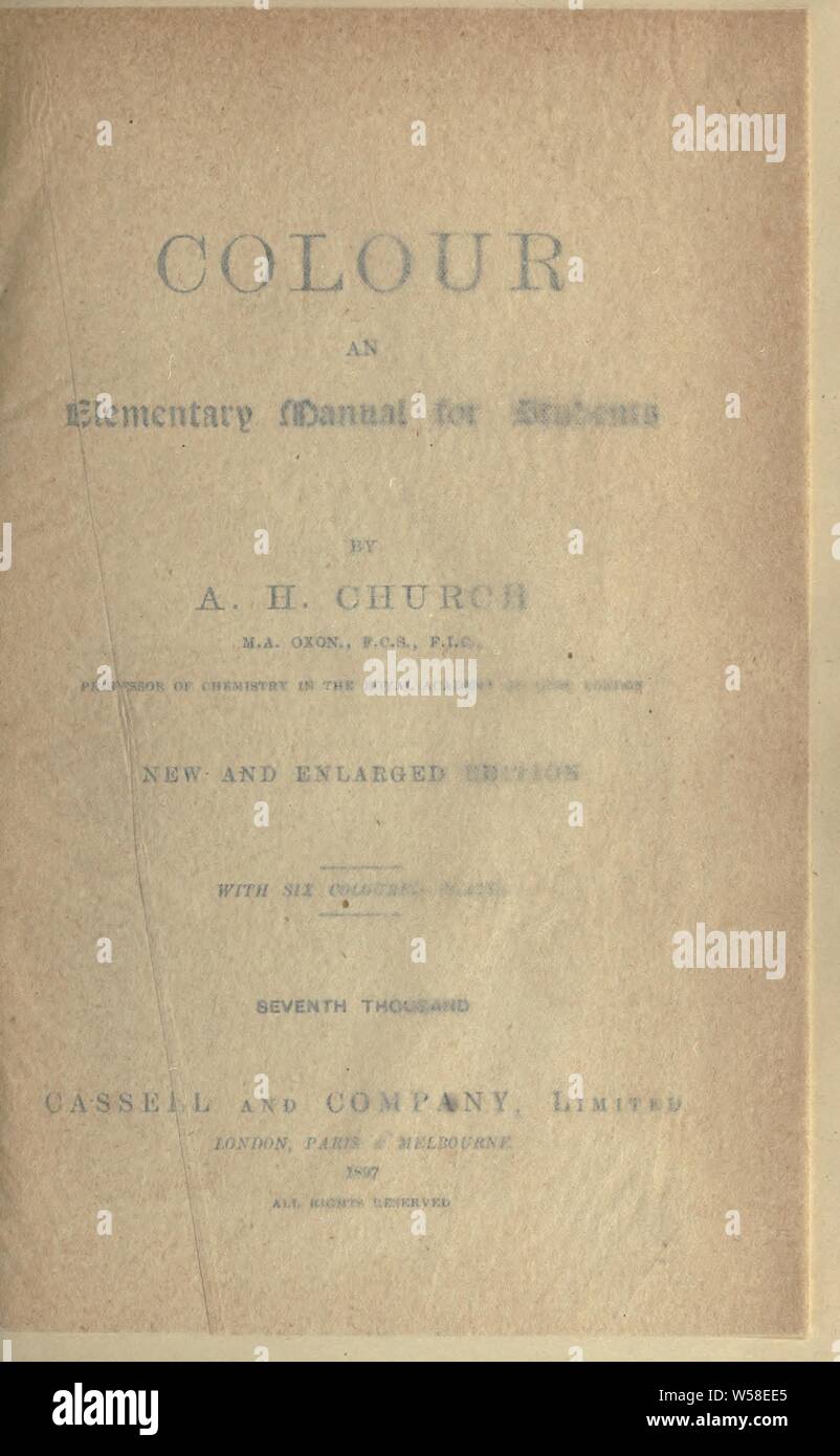 Colour : an elementary manual for students : Church, A. H. (Arthur Herbert), 1834-1915 Stock Photo