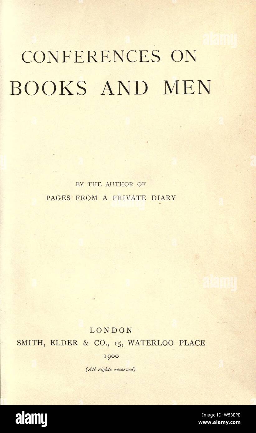 Conferences on books and men : Beeching, H. C. (Henry Charles), 1859-1919 Stock Photo