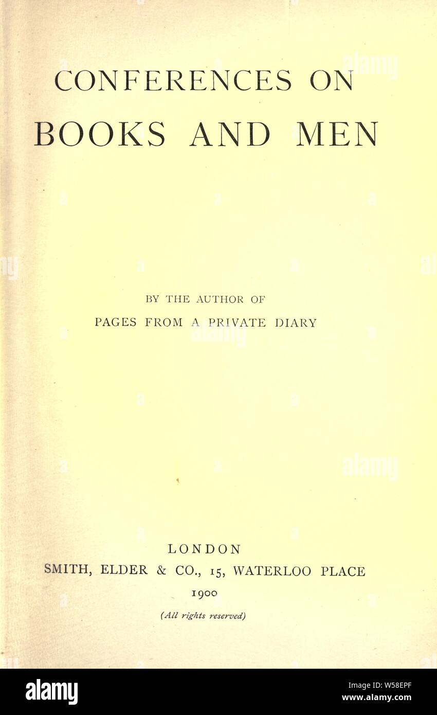 Conferences on books and men : Beeching, H. C. (Henry Charles), 1859-1919 Stock Photo