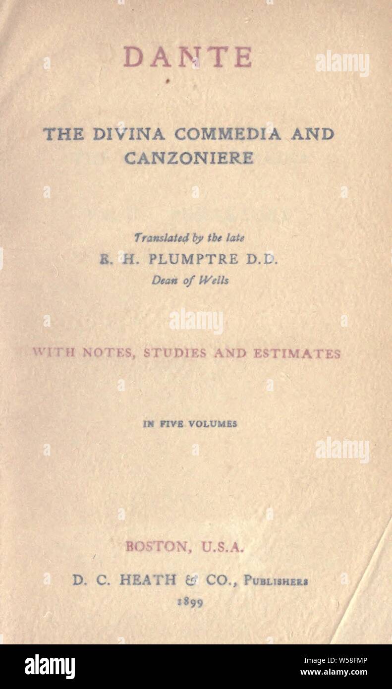 The Divina commedia and Canzoniere : Dante Alighieri, 1265-1321 Stock Photo