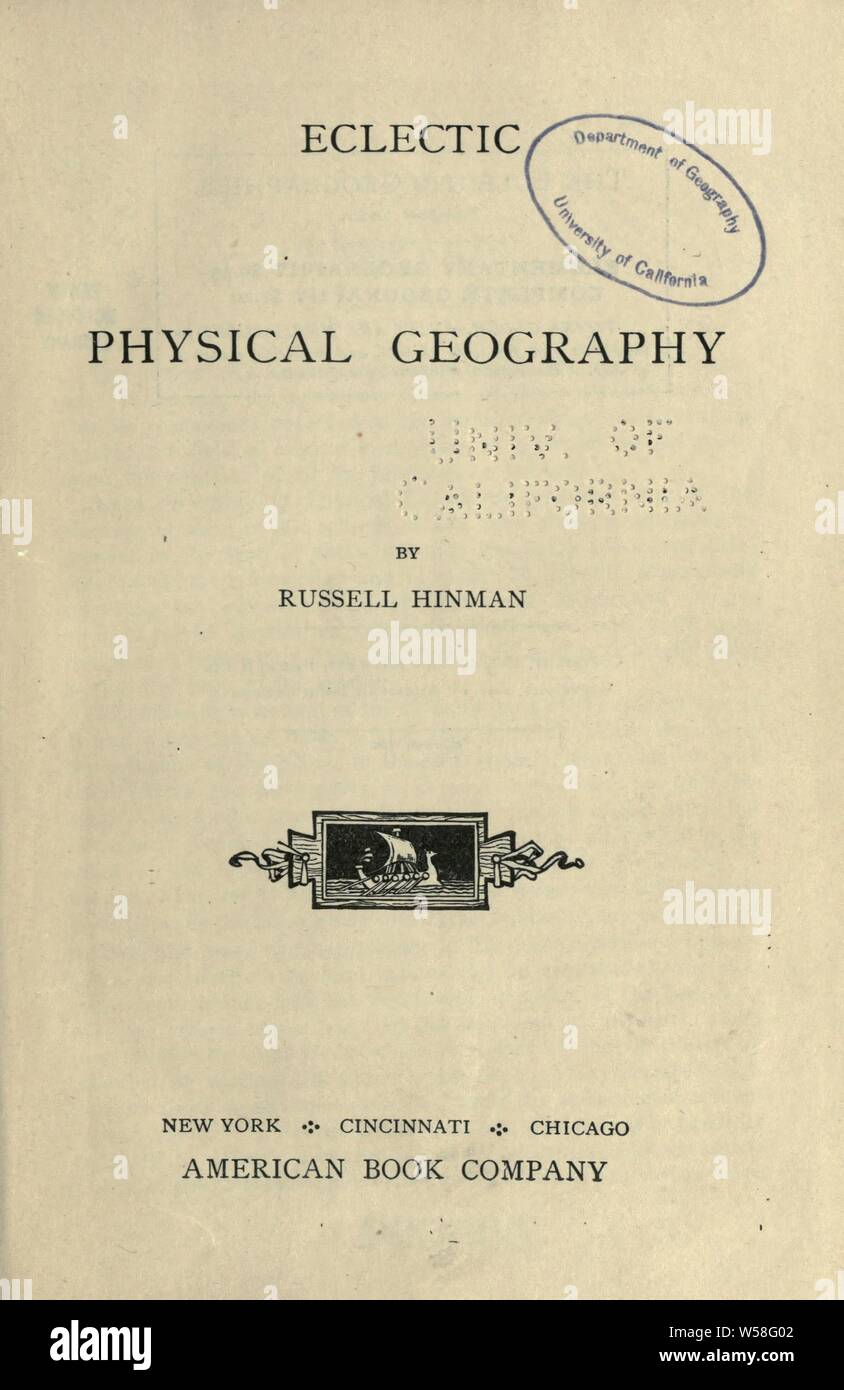 Eclectic physical geography Hinman, Russell, 18531912 Stock Photo