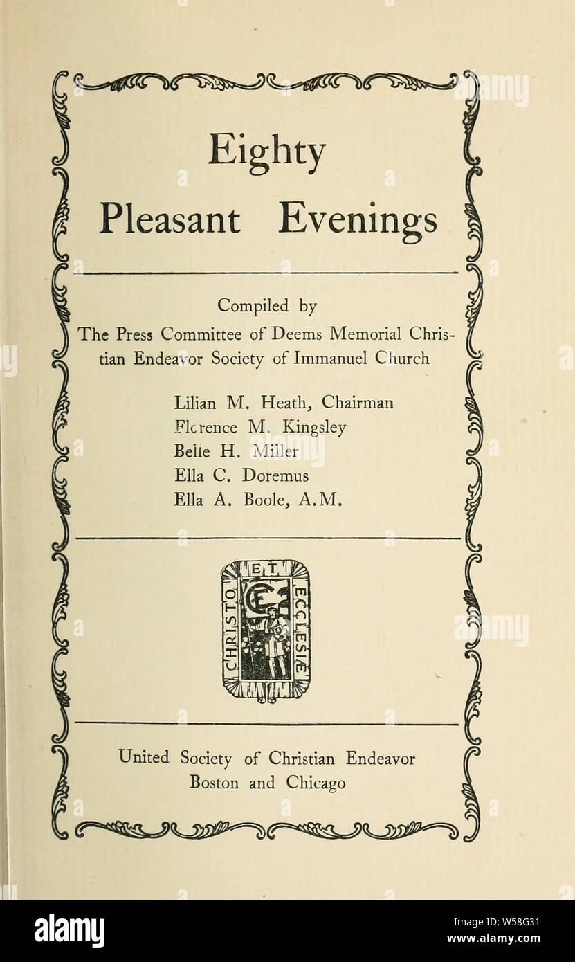 Eighty pleasant evenings; : Heath, Lillian M Stock Photo