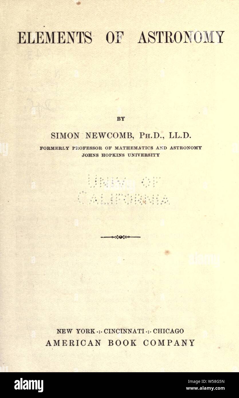 Elements of astronomy : Newcomb, Simon, 1835-1909 Stock Photo