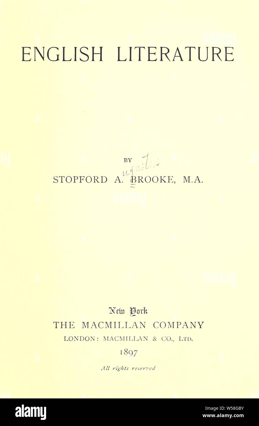 English literature : Brooke, Stopford Augustus, 1832-1916 Stock Photo