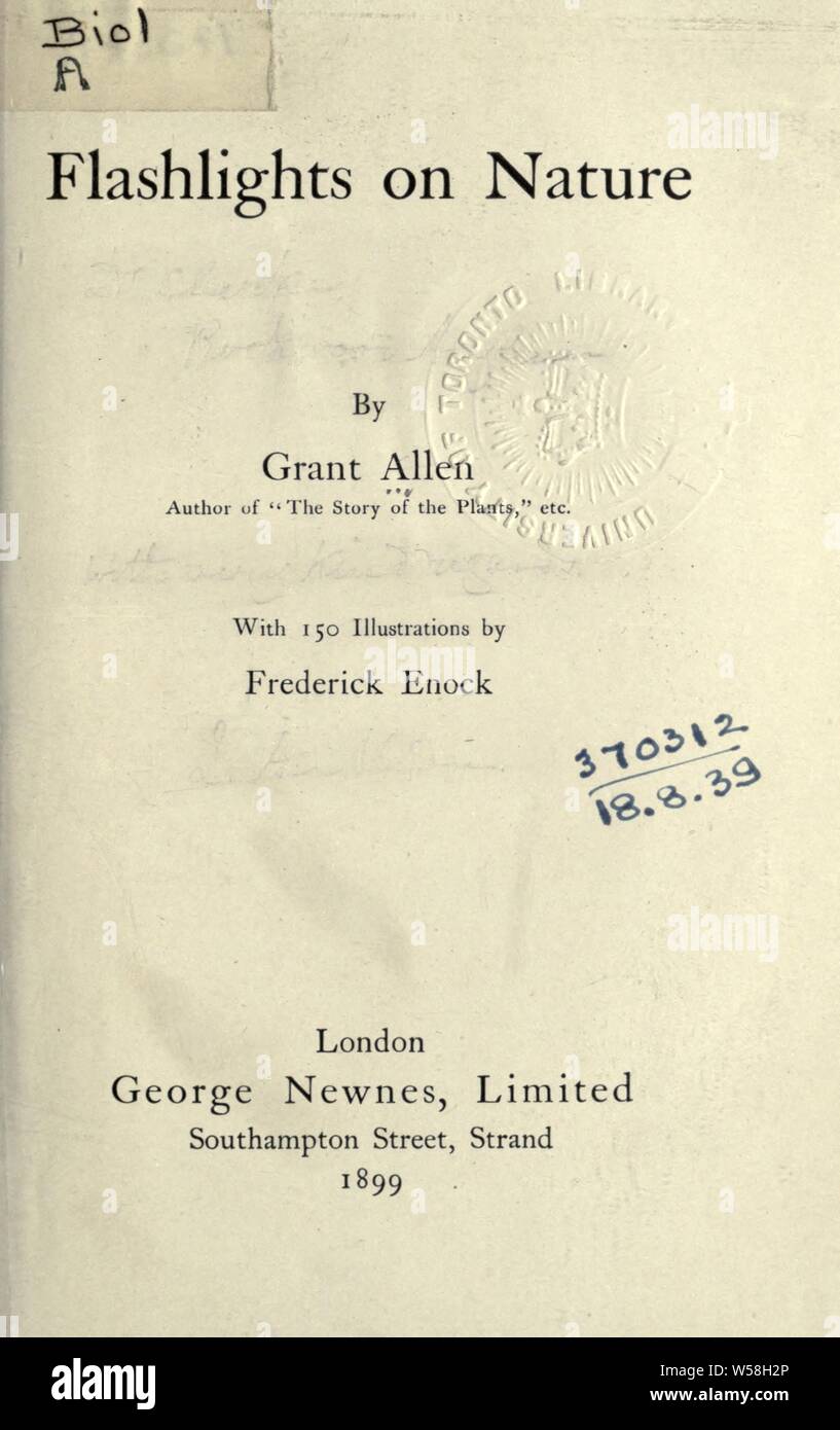 Flashlights on nature; Allen, Grant, 18481899 Stock Photo Alamy