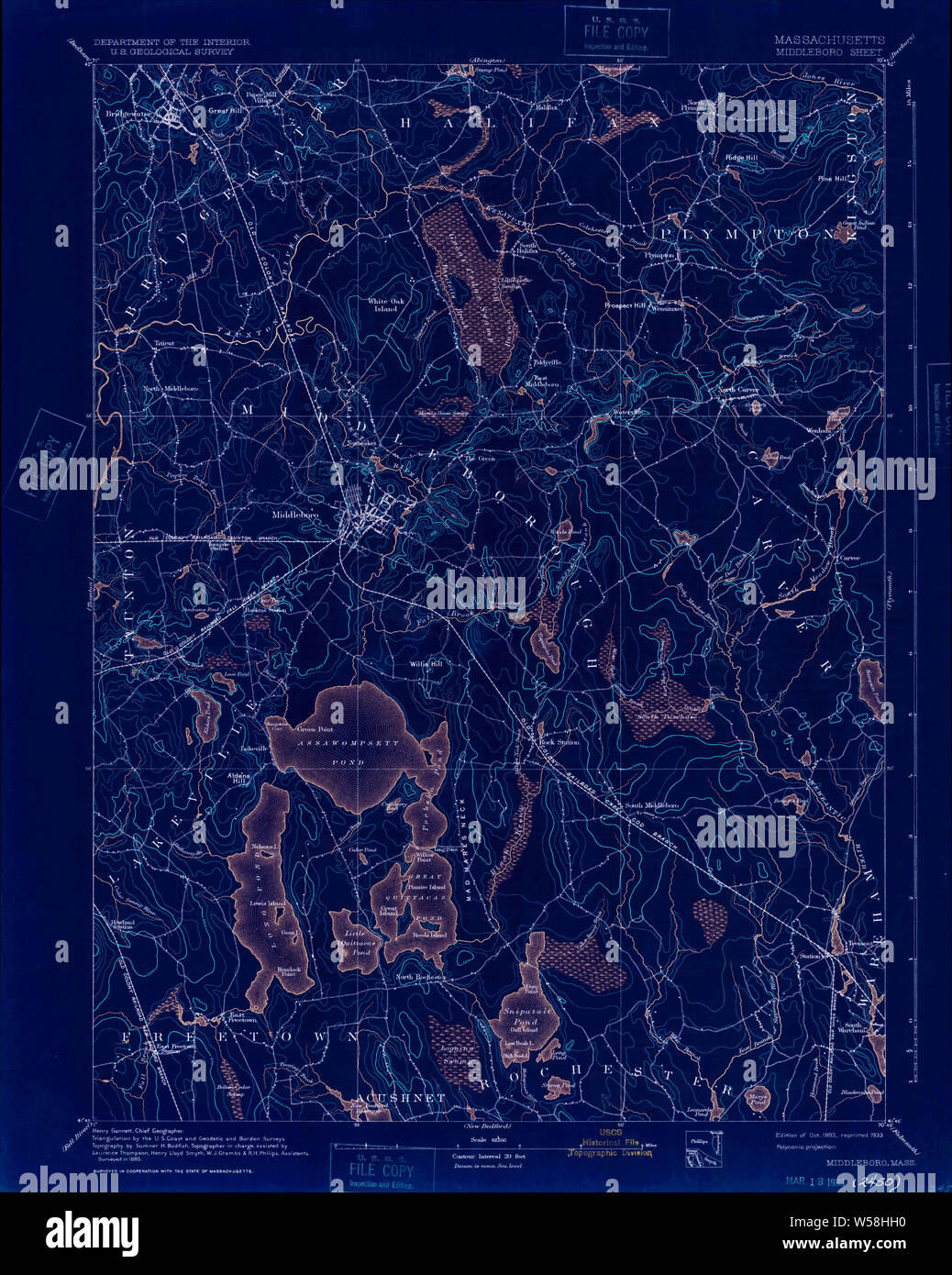 Massachusetts USGS Historical Topo Map MA Middleboro 352857 1893 62500