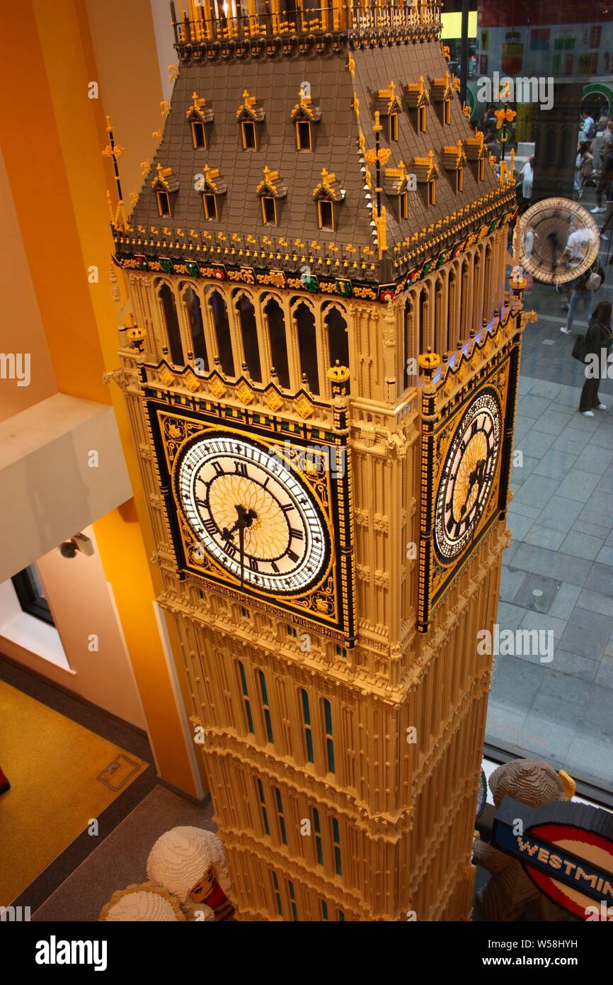 model of the clock tower in london, the big well-made scale with colorful toy bricks for children to play Stock Photo