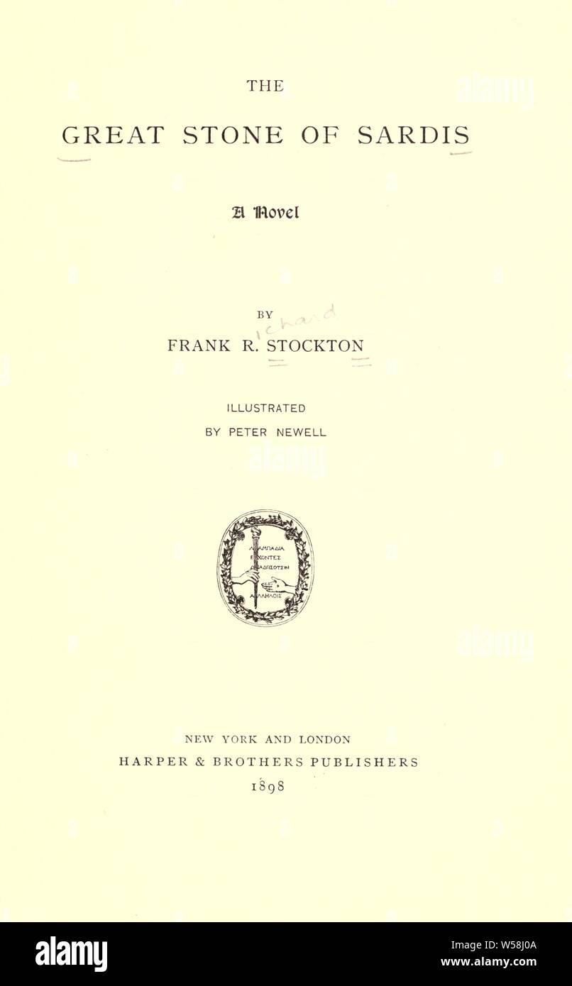 The great stone of Sardis; a novel : Stockton, Frank Richard, 1834-1902 Stock Photo