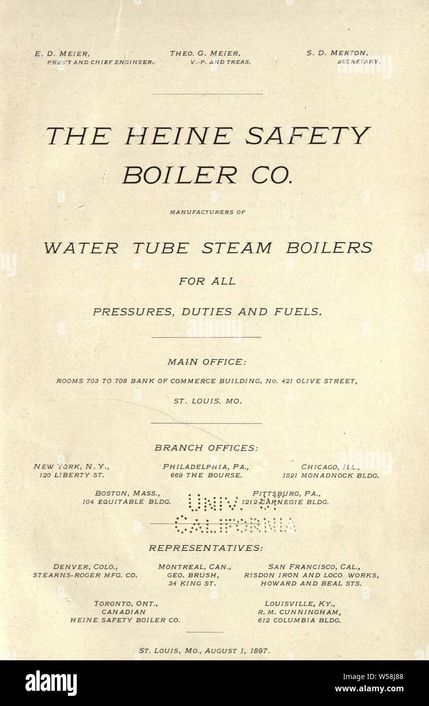 The Heine safety boiler co., manufacturers of water tube steam boilers