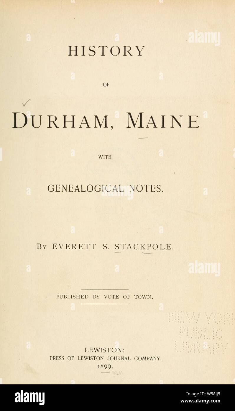 History of Durham, Maine; Stackpole, Everett Schermerhorn, 18501927