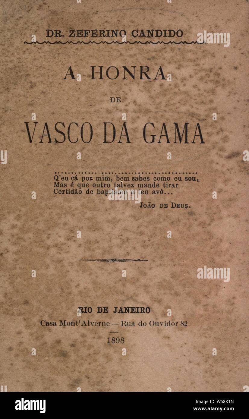 A honra de Vasco da Gama : Zeferino Candido, Antonio, 1848-1912 Stock Photo