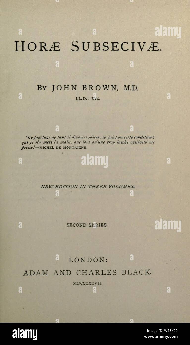 Horae subsecivae : Brown, John, 1810-1882 Stock Photo