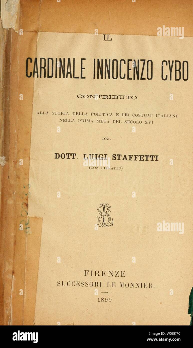 Il cardinale Innocenzo Cybo; contributo alla storia della politica e