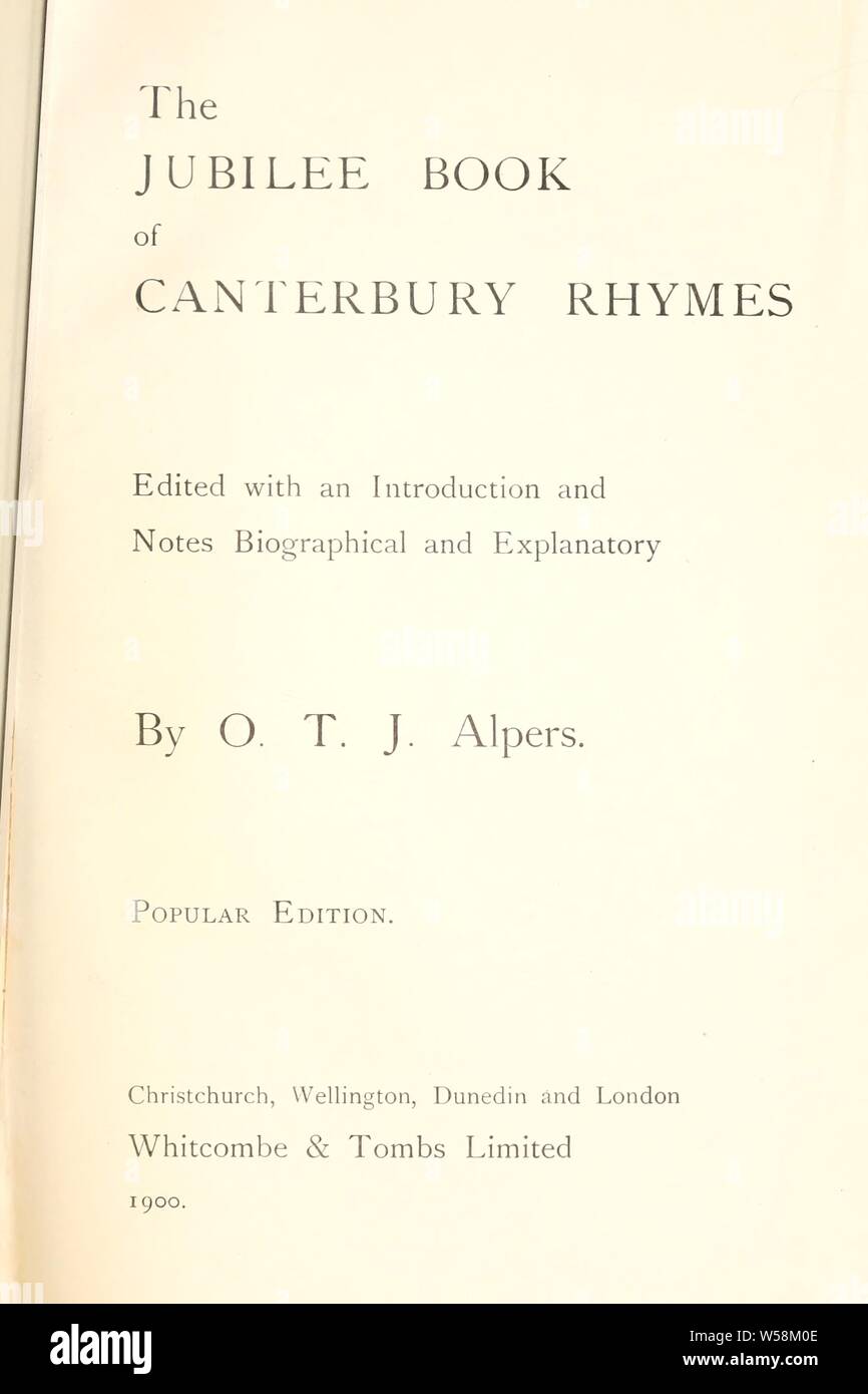 The jubilee book of Canterbury rhymes : Alpers, O. T. J. (Oscar Thorwald Johan), 1867-1927 Stock Photo