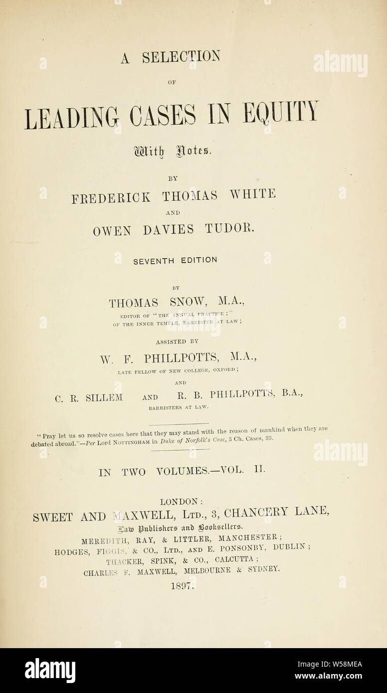 A selection of leading cases in equity, with notes White, Frederick