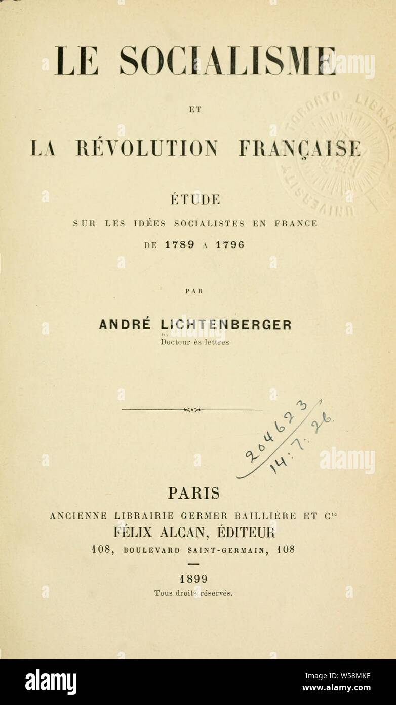 Le socialisme et la revolution francaise hires stock photography and