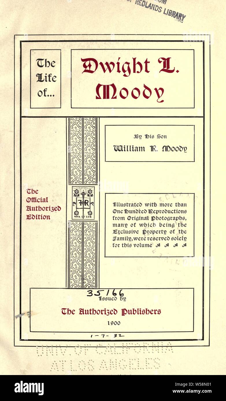 The life of Dwight L. Moody : Moody, William R. (William Revell), 1869 ...