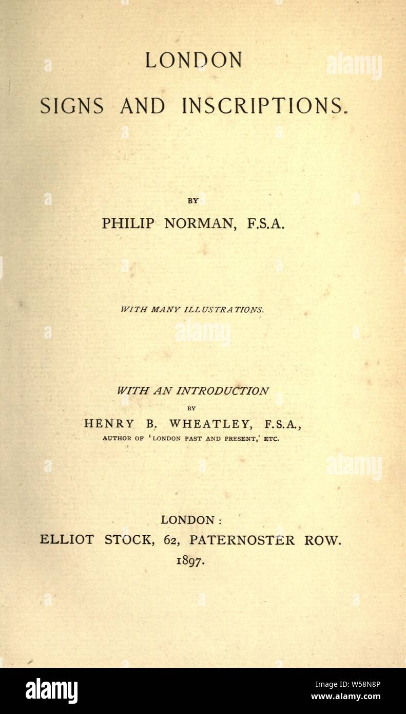 London signs and inscriptions : Norman, Philip, 1842-1931 Stock Photo