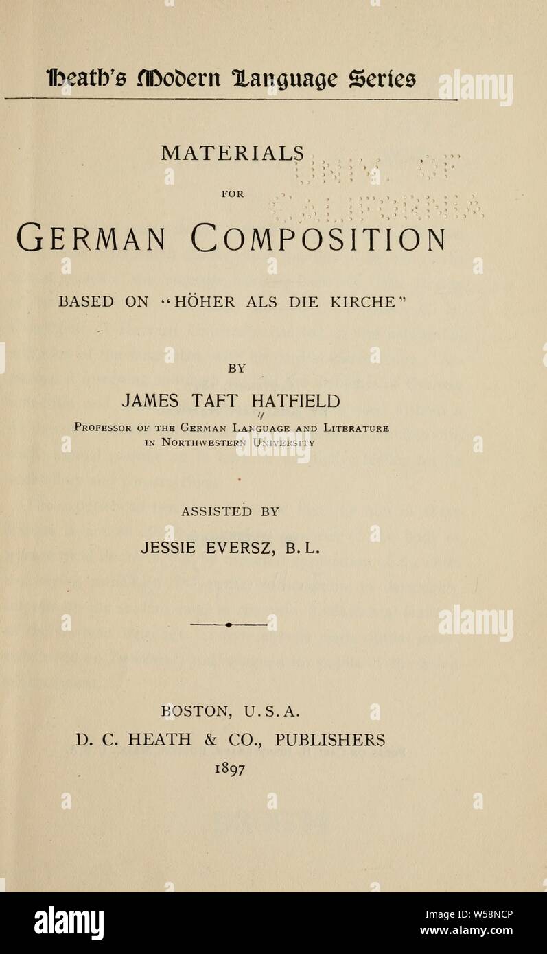 Materials for German composition based on 'Höher als die kirche