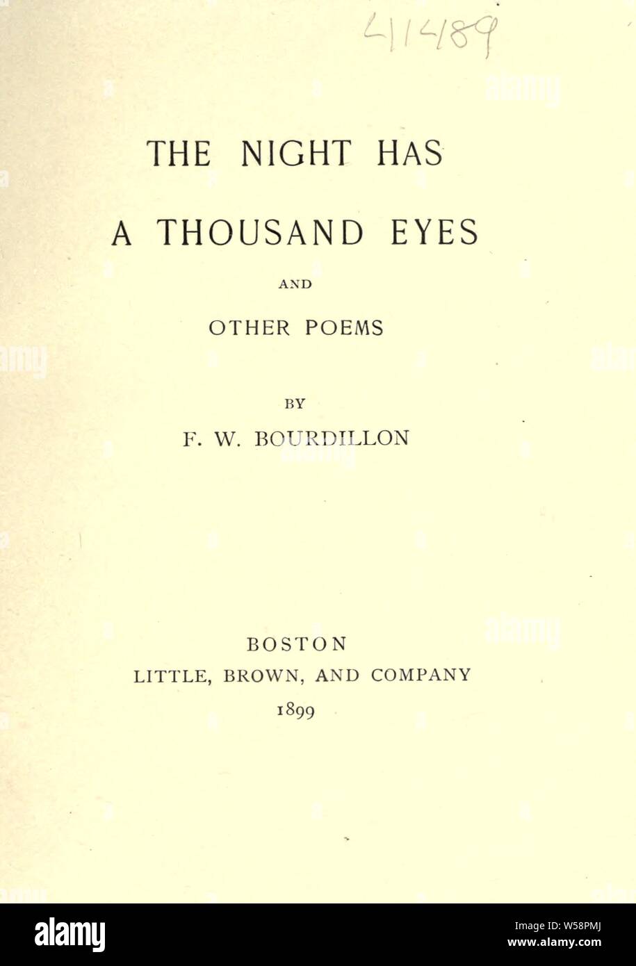 The Night Has A Thousand Eyes And Other Poems Bourdillon Francis William 1852 1921 Stock Photo Alamy
