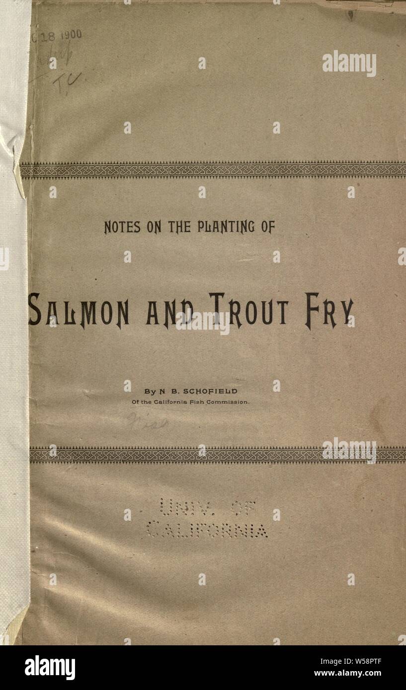 Notes on the planting of salmon and trout fry : Schofield, N. B Stock Photo