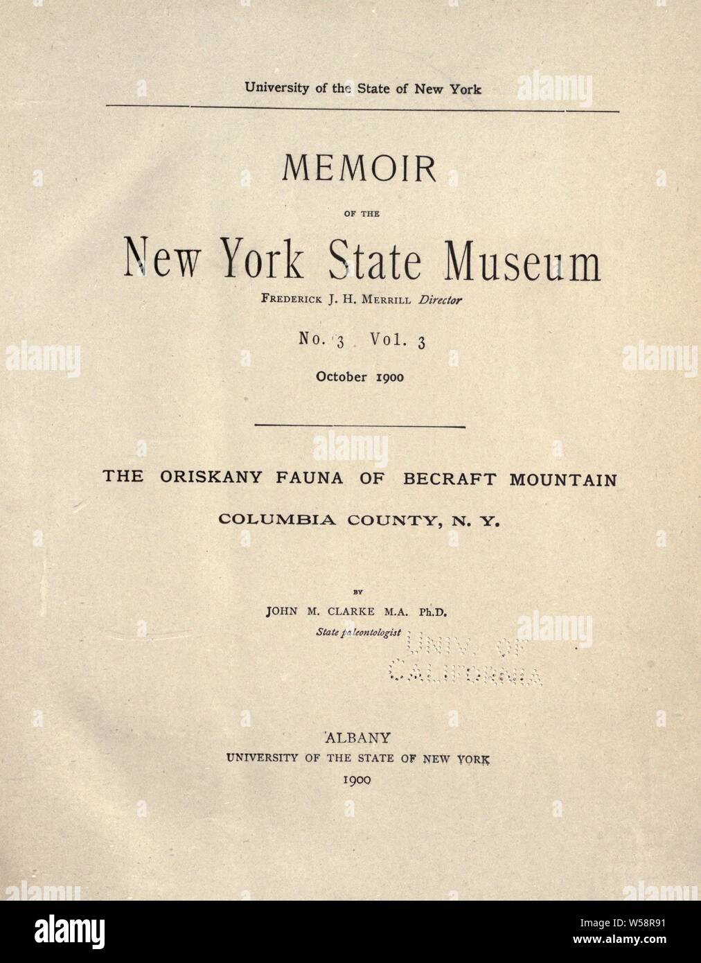 The Oriskany fauna of Becraft Mountain, Columbia County, N. Y : Clarke, John Mason, 1857-1925 Stock Photo