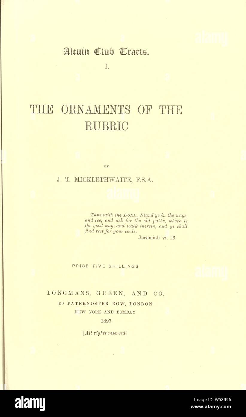 The ornaments of the rubric Micklethwaite, John Thomas Stock Photo