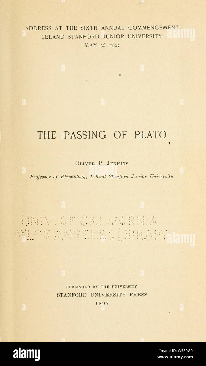 The passing of Plato : Jenkins, Oliver P. (Oliver Peebles), b. 1850 Stock Photo