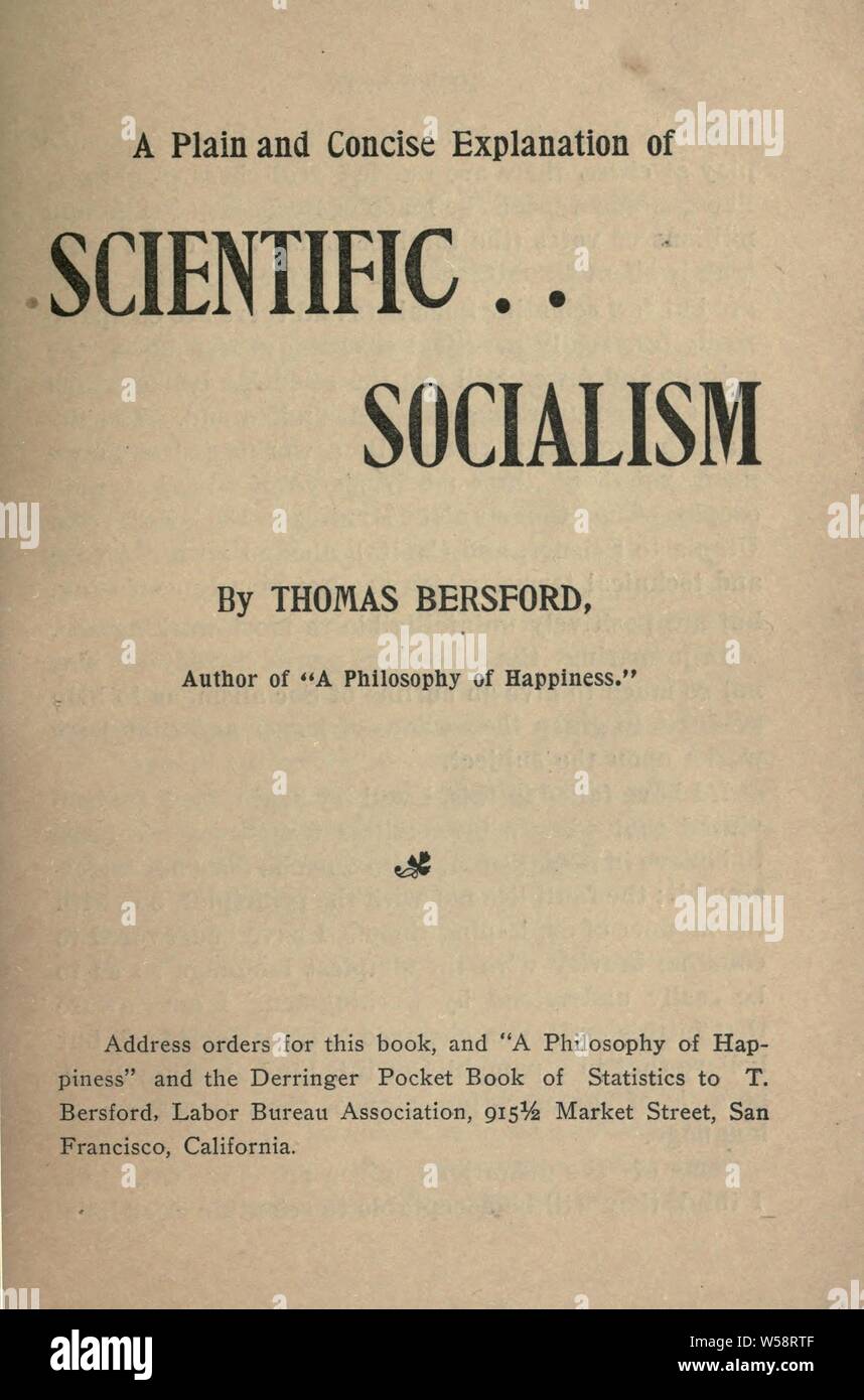 A plain and concise explanation of scientific socialism : Bersford, Thomas Stock Photo