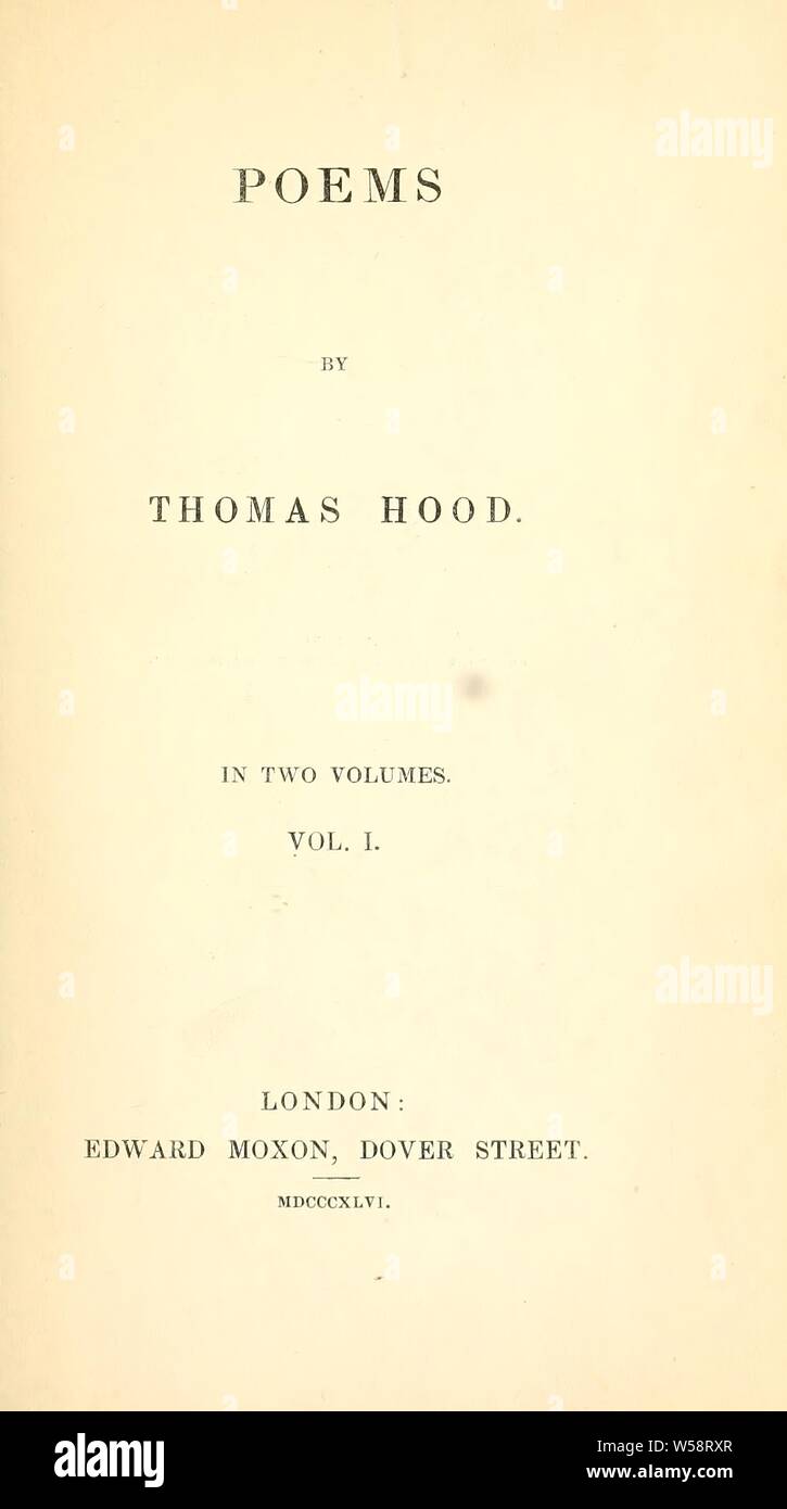 Poems of Thomas Hood : Hood, Thomas, 1799-1845 Stock Photo