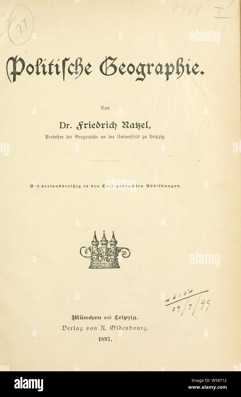 Politische Geographie : Ratzel, Friedrich, 1844-1904 Stock Photo