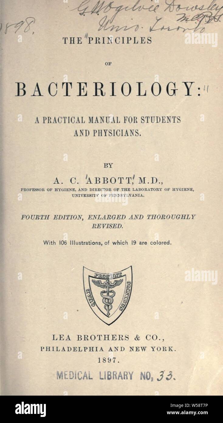 The principles of bacteriology : a practical manual for students and physicians : Abbott, A.C. (Alexander Crever), 1860-1935 Stock Photo