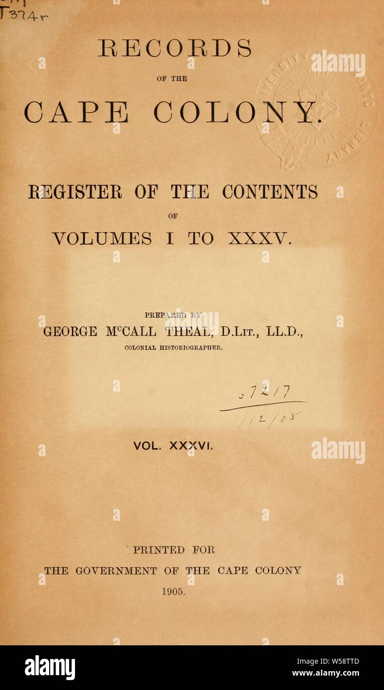 Records of the Cape Colony 17931831 copied for the Cape government