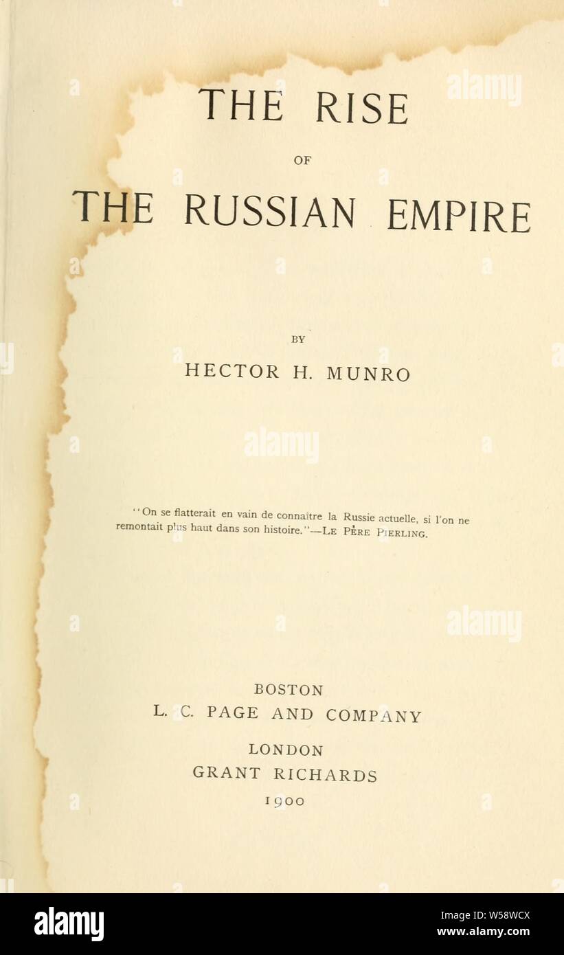 The rise of the Russian empire : Saki, 1870-1916 Stock Photo