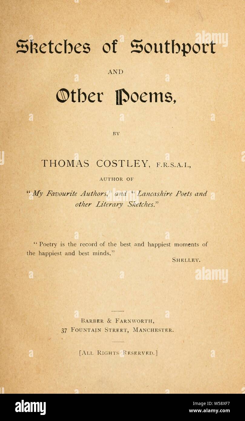 Sketches of Southport and other poems : Costley, Thos. (Thomas Stock Photo